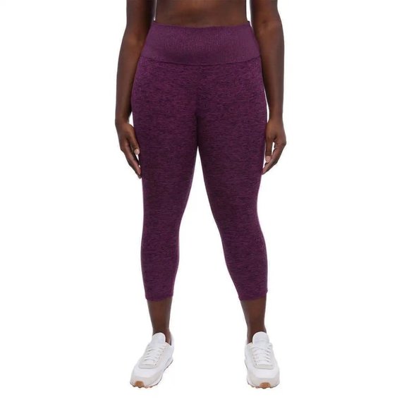 Plus Size Capri Pants - Black With Purple Stripes